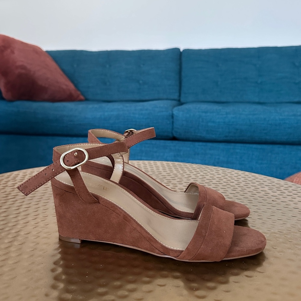 J. Crew Brown Suede Wedge Sandals